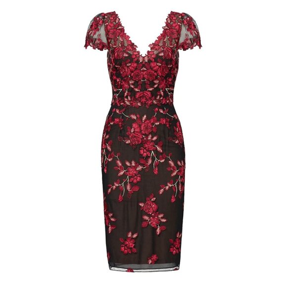 Marhesa Notte Red Floral Embroidered Sheath Dress - Picture 4 of 4